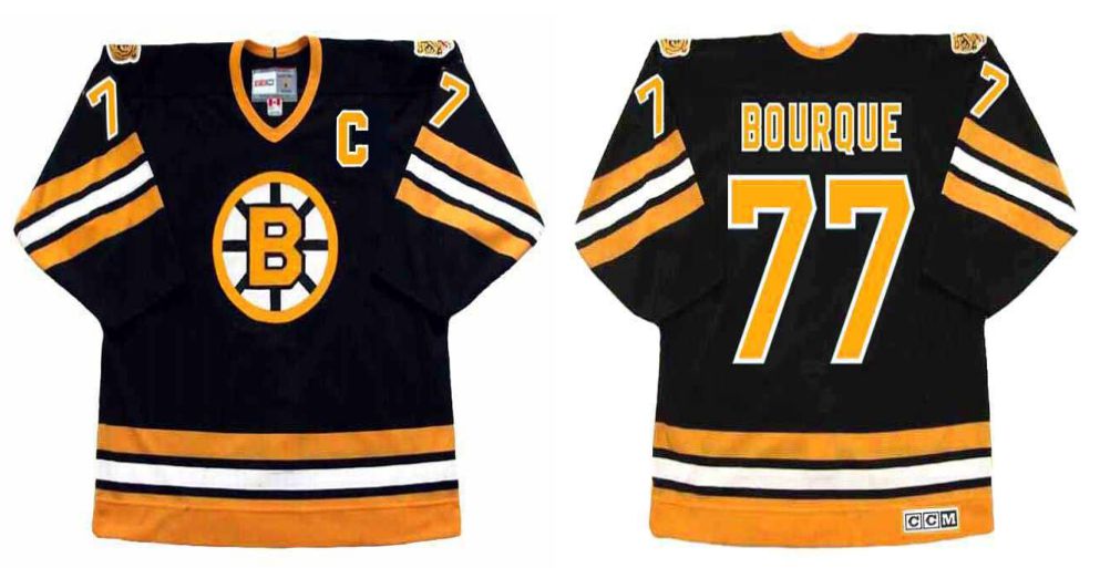 2019 Men Boston Bruins 77 Bourque Black CCM NHL jerseys